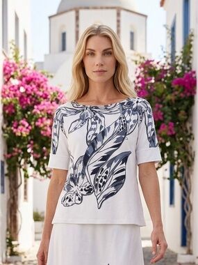 Chico's Women's Floral Pima Cotton Top Size XL